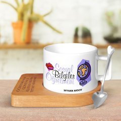 Kişiye Özel Sosyal Bilgiler Öğretmeni Ahşap Altlıklı Seramik Fincan - 2