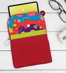 BK Gift Modern Art Tasarımlı Taşınabilir Koruyucu Tablet Kılıfı & Organizer Çanta - Kırmızı-2