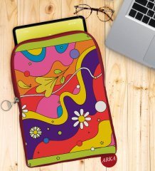 BK Gift Modern Art Tasarımlı Taşınabilir Koruyucu Tablet Kılıfı & Organizer Çanta - Kırmızı-2