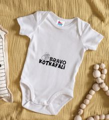 BK Kids Bravo Kotkafali Tasarımlı Beyaz Bebek Body Zıbın-1