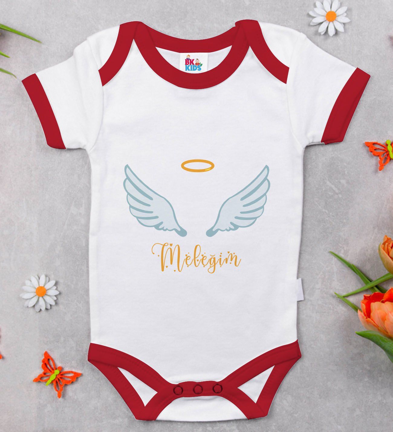 BK Kids Meleğim Tasarımlı Kırmızı Bebek Body Zıbın-1