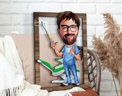 BK Gift Kişiye Özel Erkek Diş Hekimi Karikatürlü 3D Ahşap Tablo, Sevgiliye Hediye, Arkadaşa Hediye, Yıl Dönümü Hediyesi, Doğum Günü Hediyesi-2