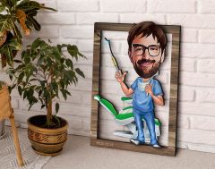 BK Gift Kişiye Özel Erkek Diş Hekimi Karikatürlü 3D Ahşap Tablo, Sevgiliye Hediye, Arkadaşa Hediye, Yıl Dönümü Hediyesi, Doğum Günü Hediyesi-2