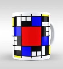 Kişiye Özel Mondrian Beyaz Kupa Bardak-4