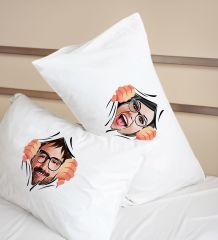 BK Gift Kişiye Özel Karikatürlü Pamuklu 2’li Yastık Kılıfı Seti-2 50x70cm , Sevgiliye Hediye, Ev Hediyesi, Tasarım Ev Tekstili