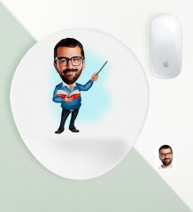 Kişiye Özel Bay Öğretmen Karikatürlü Bilek Destekli Mouse Pad-4