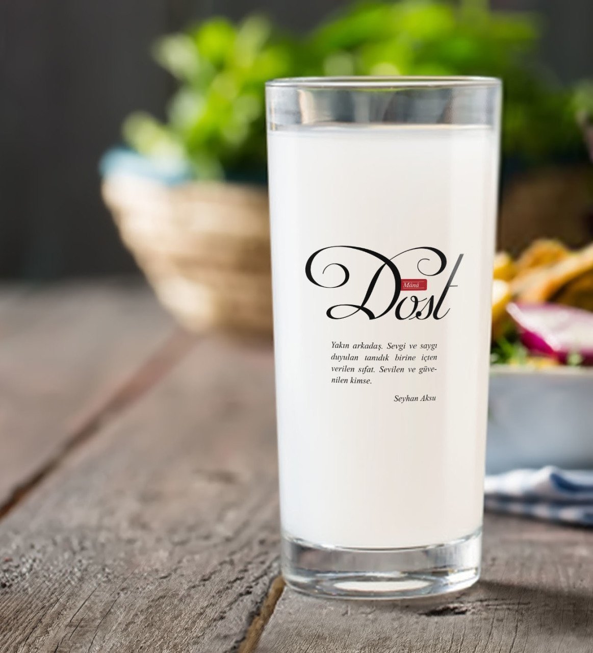 Kişiye Özel Renkli Baskılı Mânâ Dost Rakı Bardağı-1