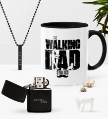 Kişiye Özel The Walking Dad Siyah Kupa Benzinli Çakmak Kolye Seti-2