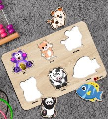 BK Toys Çocuklar İçin Ahşap Figürlü Eğitici-Öğretici Yapboz Puzzle-4