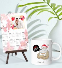 BK Gift Kişiye Özel Yılbaşı Tasarımlı Kupa Bardak ve 13x18cm Fotoğraf Kartlı Şövaleli 2023 Takvim Hediye Seti-34