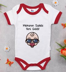 BK Kids Mekanın Sahibi Yeni Geldi Tasarımlı Kırmızı Bebek Body Zıbın-1