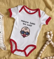 BK Kids Mekanın Sahibi Yeni Geldi Tasarımlı Kırmızı Bebek Body Zıbın-1