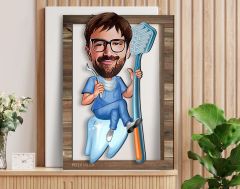 BK Gift Kişiye Özel Erkek Diş Hekimi Karikatürlü 3D Ahşap Tablo, Sevgiliye Hediye, Arkadaşa Hediye, Yıl Dönümü Hediyesi, Doğum Günü Hediyesi-1
