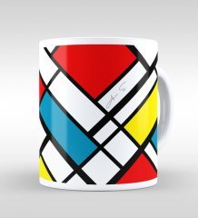 Kişiye Özel Mondrian Beyaz Kupa Bardak-3