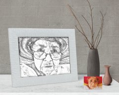 Kişiye Özel Tam Boy Karakalem Büyükanne Karikatürlü Dekoratif Çerçeve-1