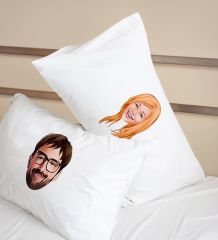BK Gift Kişiye Özel Karikatürlü Pamuklu 2’li Yastık Kılıfı Seti-1 50x70cm , Sevgiliye Hediye, Ev Hediyesi, Tasarım Ev Tekstili