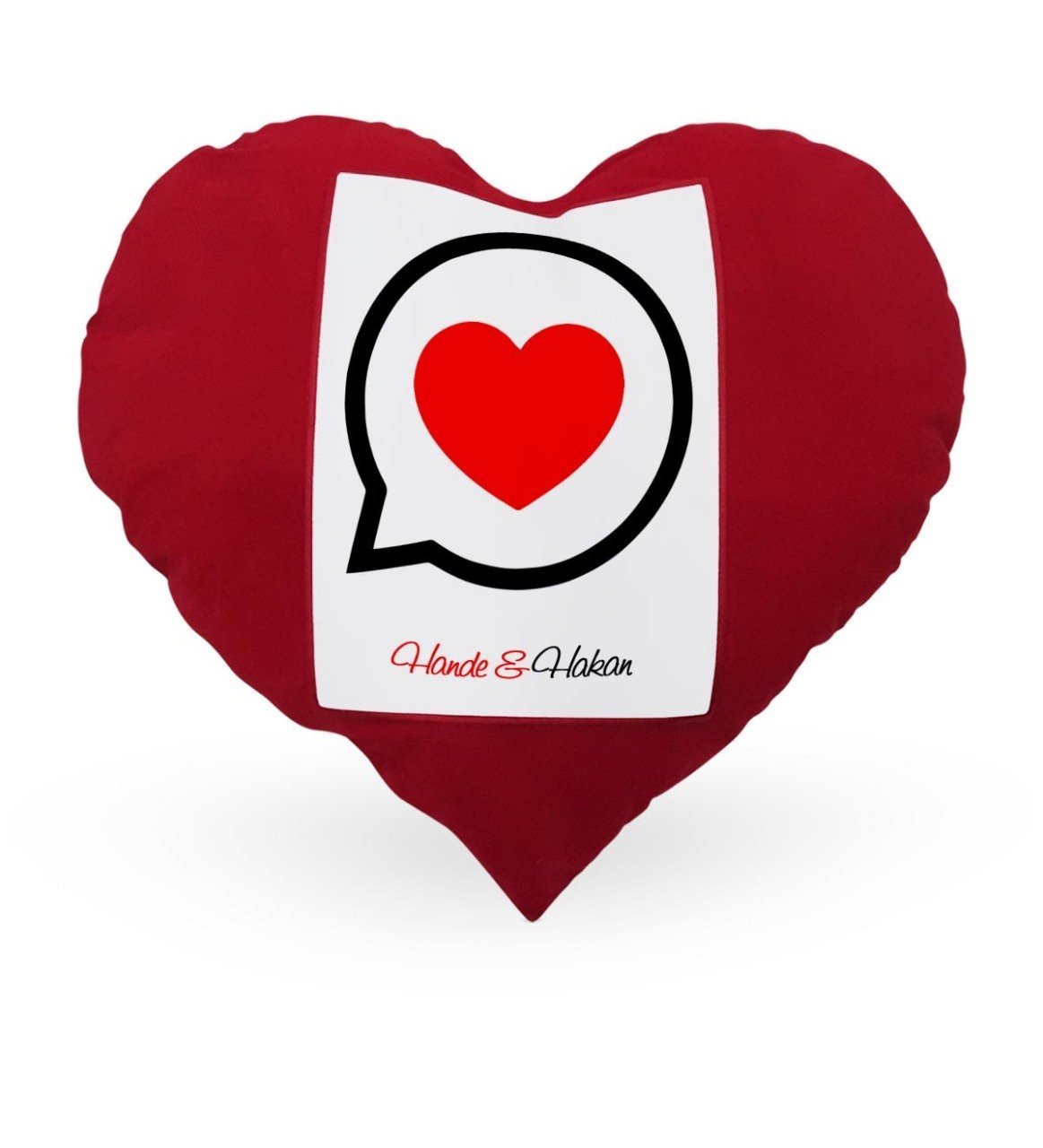 Kişiye Özel Sevgililer Günü Temalı Kırmızı Kalp Yastık Kılıfı - 80
