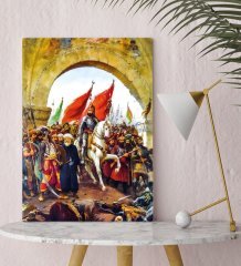BK Home İstanbul'un Fethi Fatih Sultan Mehmet Tasarımlı Kanvas Tablo 30x50cm-1