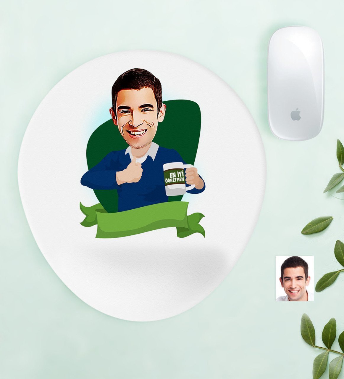 Kişiye Özel Bay Dünyanın En İyi Öğretmeni Karikatürlü Bilek Destekli Mouse Pad