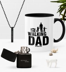 Kişiye Özel The Walking Dad Siyah Kupa Benzinli Çakmak Kolye Seti-1