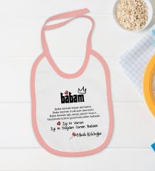 BK Kids Babam Tasarımlı Pembe Bebek Body Zıbın ve Mama Önlüğü Hediye Seti-1