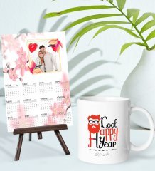 BK Gift Kişiye Özel Yılbaşı Tasarımlı Kupa Bardak ve 13x18cm Fotoğraf Kartlı Şövaleli 2023 Takvim Hediye Seti-33