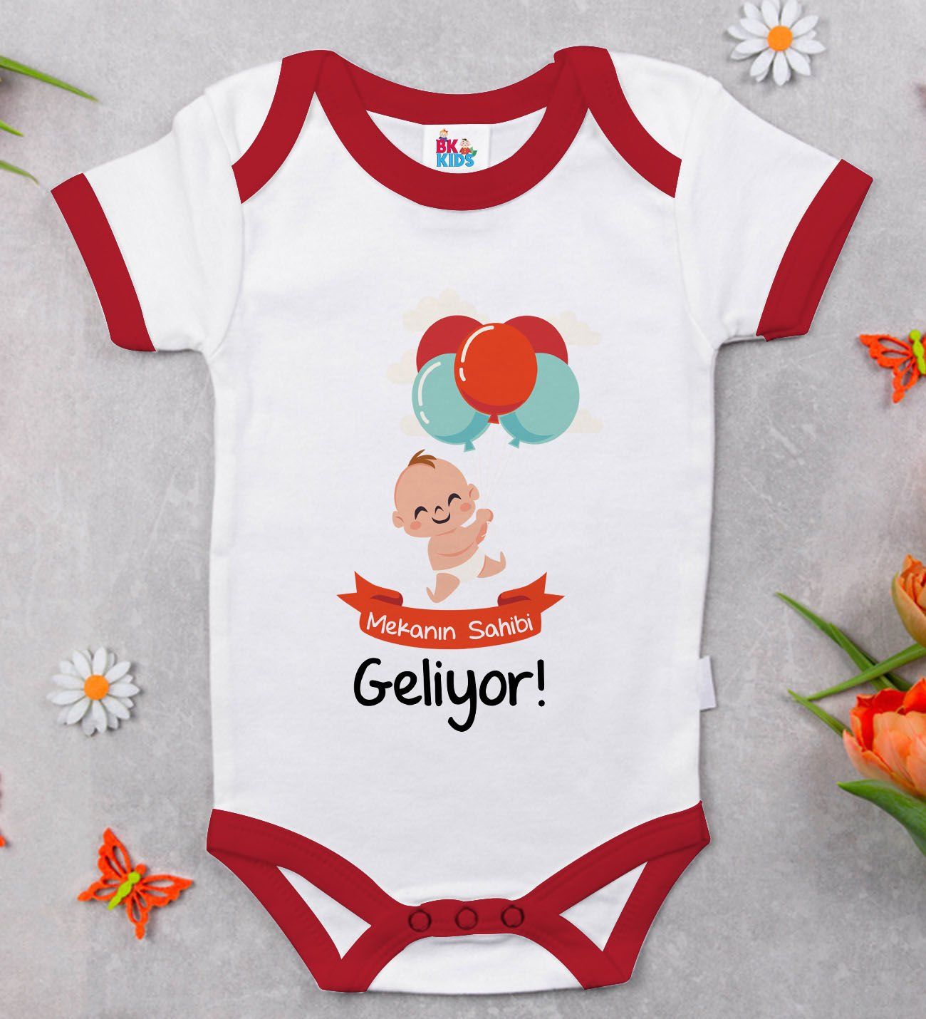 BK Kids Mekanın Sahibi Geliyor Tasarımlı Kırmızı Bebek Body Zıbın-1