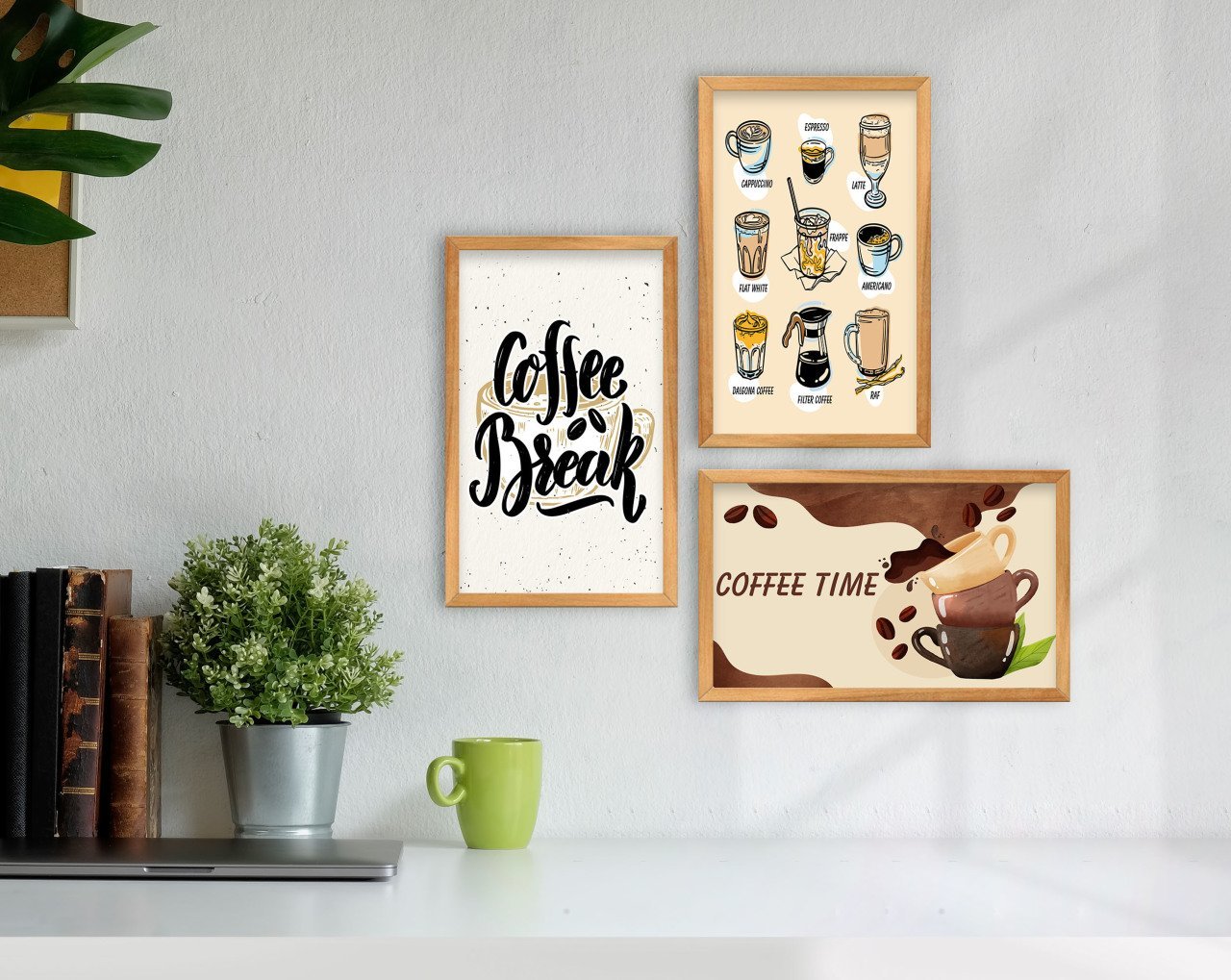 BK Home Coffee Tasarımlı Dekoratif 3’lü Retro Ahşap Tablo-14