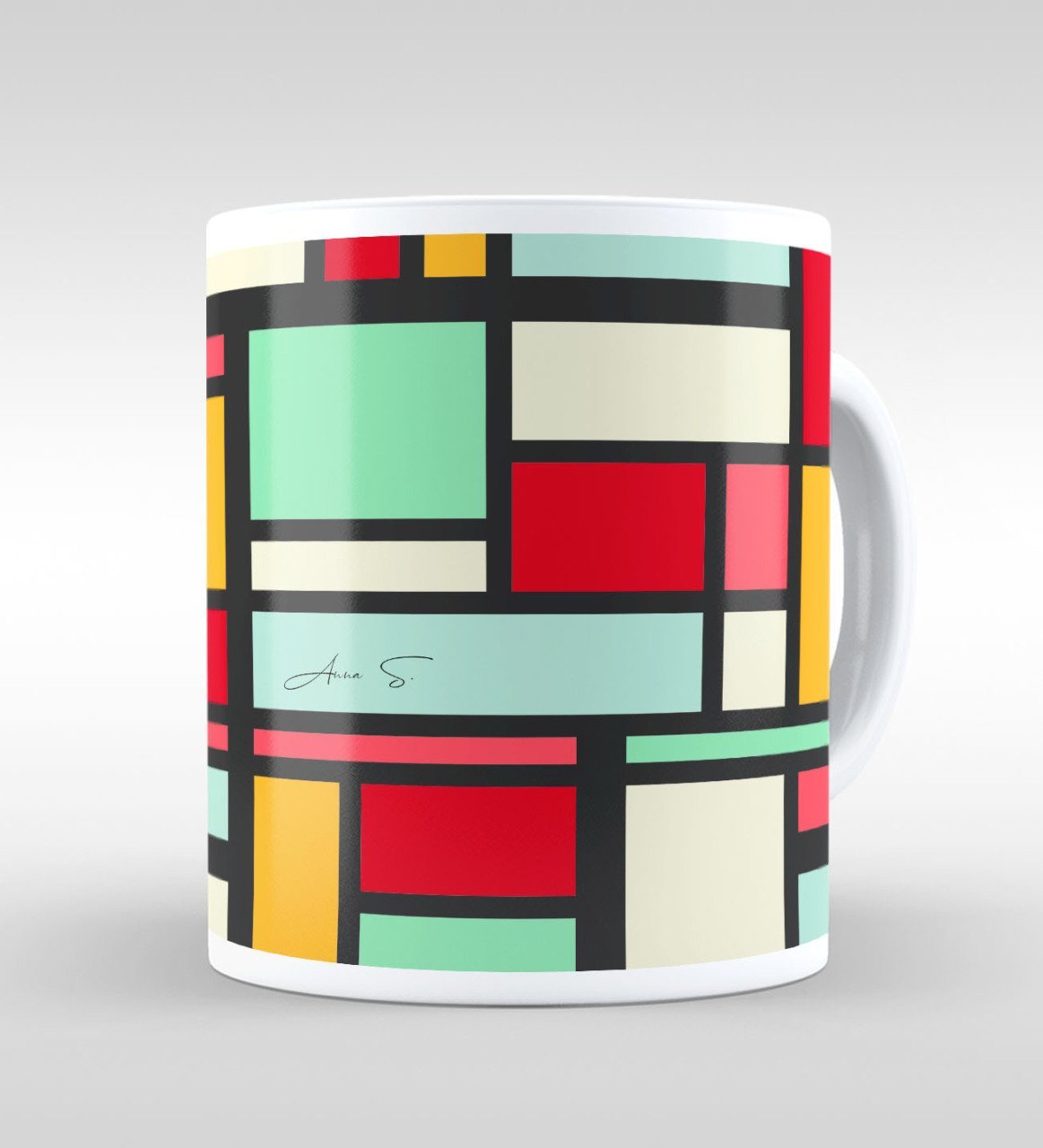 Kişiye Özel Mondrian Beyaz Kupa Bardak-2