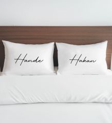 BK Gift Kişiye Özel İsimli Pamuklu 2’li Yastık Kılıfı Seti-4 50x70cm , Sevgiliye Hediye, Ev Hediyesi, Tasarım Ev Tekstili