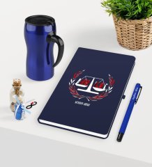 Kişiye Özel Avukat Temalı Lacivert Defter Kalem ve Termos Mug Seti  - 2
