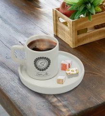 Kişiye Özel Sunum Tabaklı İsimli Türk Kahvesi Fincanı Model 2