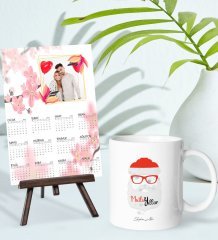 BK Gift Kişiye Özel Yılbaşı Tasarımlı Kupa Bardak ve 13x18cm Fotoğraf Kartlı Şövaleli 2023 Takvim Hediye Seti-32