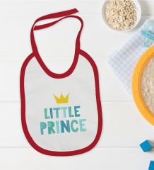 BK Kids Little Prince Tasarımlı Kırmızı Bebek Mama Önlüğü-1