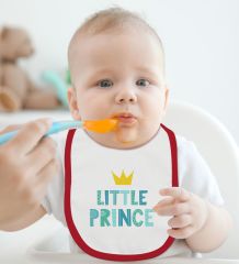 BK Kids Little Prince Tasarımlı Kırmızı Bebek Mama Önlüğü-1