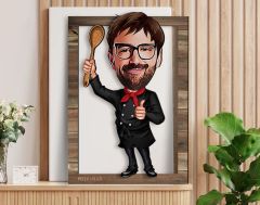 BK Gift Kişiye Özel Chef Karikatürlü 3D Ahşap Tablo, Sevgiliye Hediye, Arkadaşa Hediye, Yıl Dönümü Hediyesi, Doğum Günü Hediyesi-7