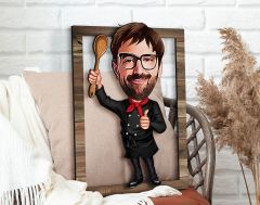 BK Gift Kişiye Özel Chef Karikatürlü 3D Ahşap Tablo, Sevgiliye Hediye, Arkadaşa Hediye, Yıl Dönümü Hediyesi, Doğum Günü Hediyesi-7