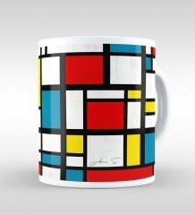 Kişiye Özel Mondrian Beyaz Kupa Bardak-1