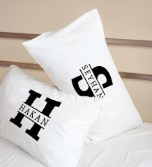 BK Gift Kişiye Özel İsimli Pamuklu 2’li Yastık Kılıfı Seti-3 50x70cm , Sevgiliye Hediye, Ev Hediyesi, Tasarım Ev Tekstili