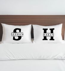BK Gift Kişiye Özel İsimli Pamuklu 2’li Yastık Kılıfı Seti-3 50x70cm , Sevgiliye Hediye, Ev Hediyesi, Tasarım Ev Tekstili