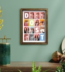 Kişiye Özel Dost Temalı Doğal Masif Ahşap Çerçeveli Tablo 30x40cm-1