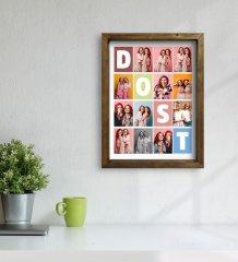 Kişiye Özel Dost Temalı Doğal Masif Ahşap Çerçeveli Tablo 30x40cm-1
