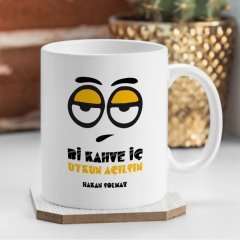 Kişiye Özel Bi Kahve İç Uykun Açılsın Beyaz Kupa Bardak - 3