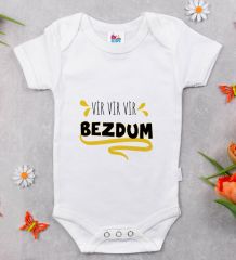 BK Kids Bezdum Tasarımlı Beyaz Bebek Body Zıbın-5