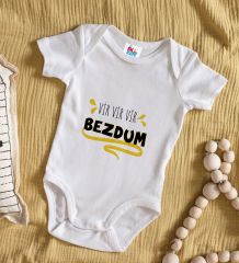 BK Kids Bezdum Tasarımlı Beyaz Bebek Body Zıbın-5