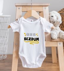 BK Kids Bezdum Tasarımlı Beyaz Bebek Body Zıbın-5