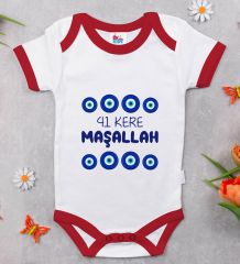BK Kids Maşallah Tasarımlı Kırmızı Bebek Body Zıbın-2