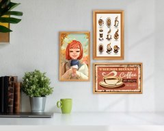 BK Home Coffee Tasarımlı Dekoratif 3’lü Retro Ahşap Tablo-12