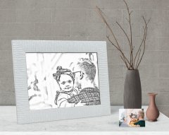 Kişiye Özel Tam Boy Karakalem Baba ve Kız Karikatürlü Dekoratif Çerçeve-1