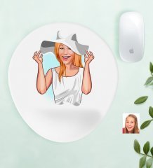 Kişiye Özel Bayan Karikatürlü Bilek Destekli Mouse Pad-20